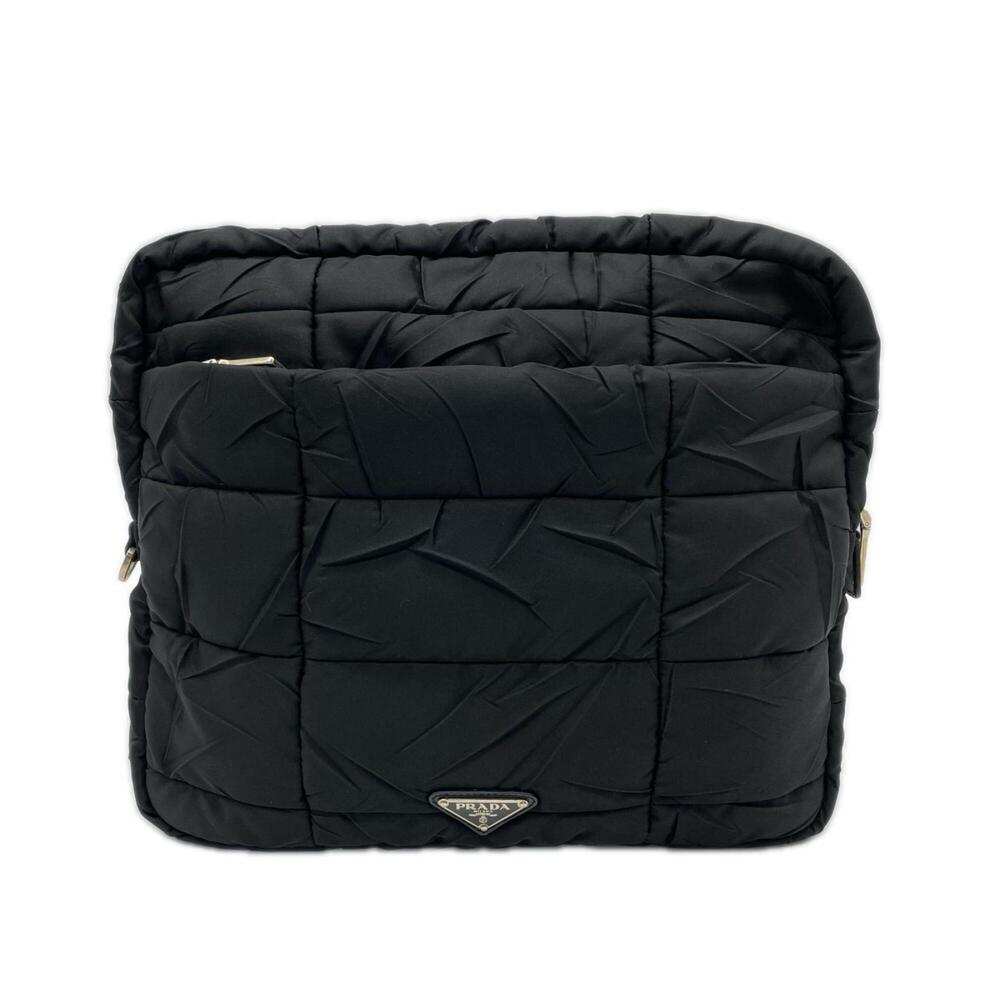 PRADA Tessuto Shoulder Bag NERO VA0720 Clutch Black Nylon Saffiano Men's